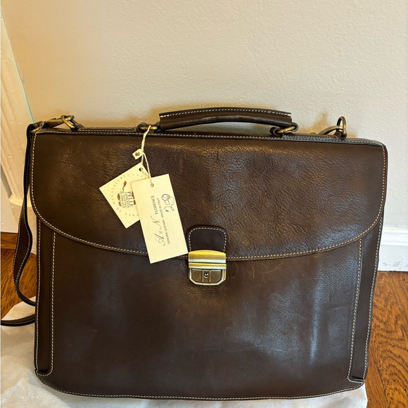 A.N. Florence Brown Leather Briefcase NWT